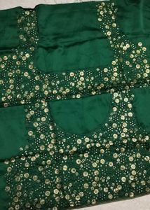 Emerald Green Embellished saree blouse piec