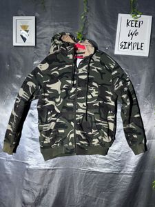 Man's Sherpa Camouflage Zip-Up Hoodie