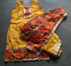 Yellow Embroidered Kurta Set with Dupatta