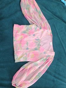 Sheer Floral Print Long Sleeve Top