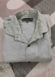 Men's Grey Long Sleeve Button-Up Shirt