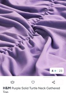 H&amp;M Purple Gathered Turtle Neck Top