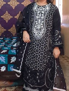 Black Embroidered Pakistani Suit