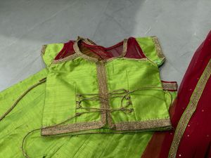 Green &amp; Red Lehenga Choli Set