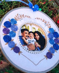 Hand embroidered Double Hoop💙
