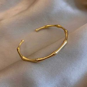 Elegant Bamboo Style Gold Bracelet