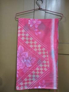 Brand New Vibrant Coral Pink Floral Saree