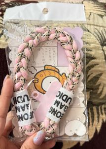 New Cute Pink Braided Phone Lanyard