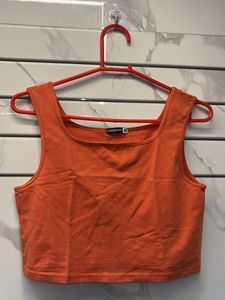 Vibrant Orange Cropped Tank Top