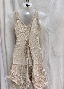 Bohemian Lace Trimmed Beige Maxi Dress