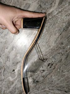Stylish Black Transparent Strap Block heels