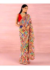 Vibrant Striped Designer Saree(with blouse piece)