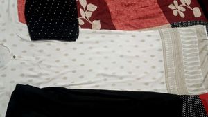 Long Kurti And Black Pant &amp; Dupatta 🖤🤍🖤