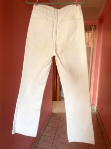 H&amp;M White Wide Ultra High Jeans