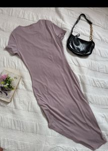 Ribbed Button Detail Midi Dress