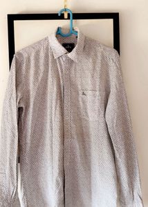 Parx Micro Print Slim Fit Shirt White Grey
