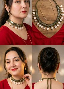 Boho Necklace with Shells &amp; Mirrors
