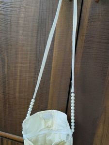 Embroidered Clutch Bag with Pearl Strap