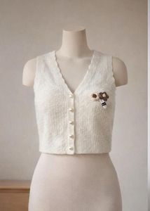 Cute Knit Vest with Floral Detail