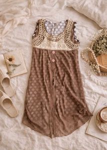 New Pinterest Boho Chic Brown Polka Dot Dress