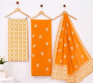 Orange batik pure cotton suit