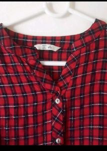 Red Plaid Peplum Top