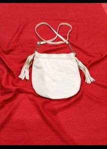 White Studded Fringe Crossbody Bag