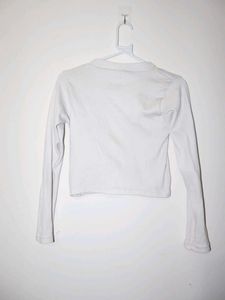 V-Neck Long Sleeve Ribbed Crop Top