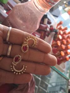 Elegant Red Stone & Diamond Earrings