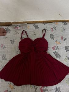 Maroon Bow Detail Dress