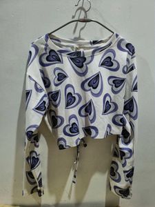 Cute Cropped Heart Print Top