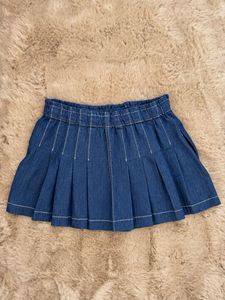 Denim Pleated Skorts
