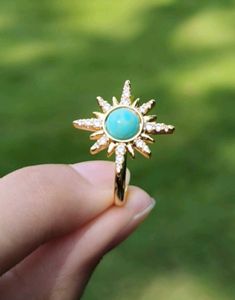 Gold Sunburst Turquoise Ring