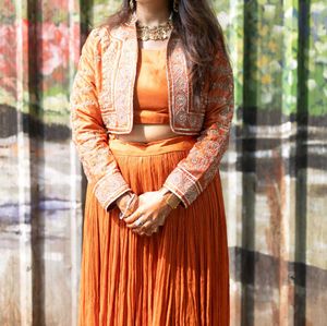 Orange Embroidered Lehenga Choli Set