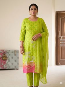 Vibrant Green Kurta Set with Dupatta