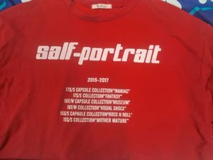 Red "Self-Portrait" Cropped Sweatshirt
