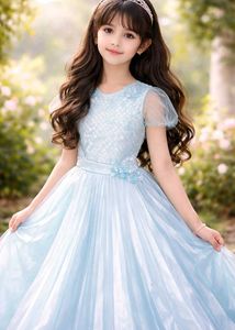 Girls Light Blue Princess Dress