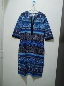 Ruhaans Blue Black White Print Kurta, Pink Orange