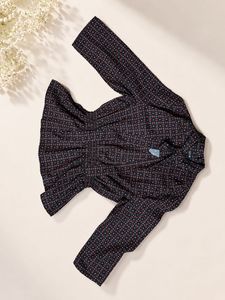 FABALLEY Bow Peplum Top