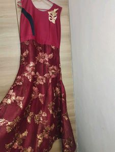 Elegant Maroon Floral Dress