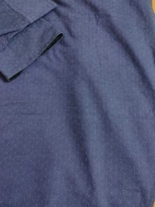 Men's Blue Dotted Long Sleeve Shirt