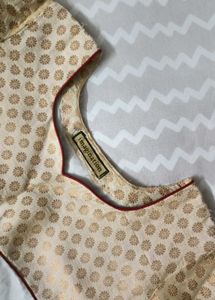Elegant White &amp; Gold Ethnic Kurta Set