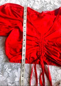 Stylish Red Ruched Crop Top