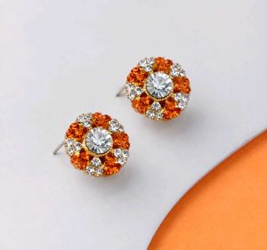 🧡 Elegant Orange Crystal Studs
