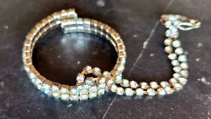 Combo White Diamond Earcuff 1 &amp; WHITE STONE STUDDED RING BRACLET FOR ONE HAND 1