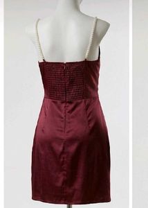 Satin maroon  wrap Dress
