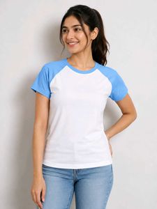 S size Stylish White & Blue Raglan Tee