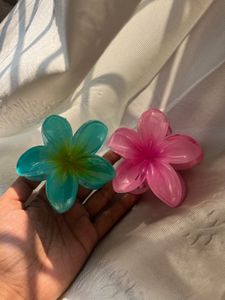 Floral Hair Clips - Pink &amp; Teal