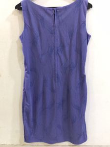 Lavender Sleeveless Semi Shimmer Bodycon Mid Dress
