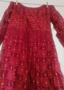 Maroon Embroidered Anarkali Dress